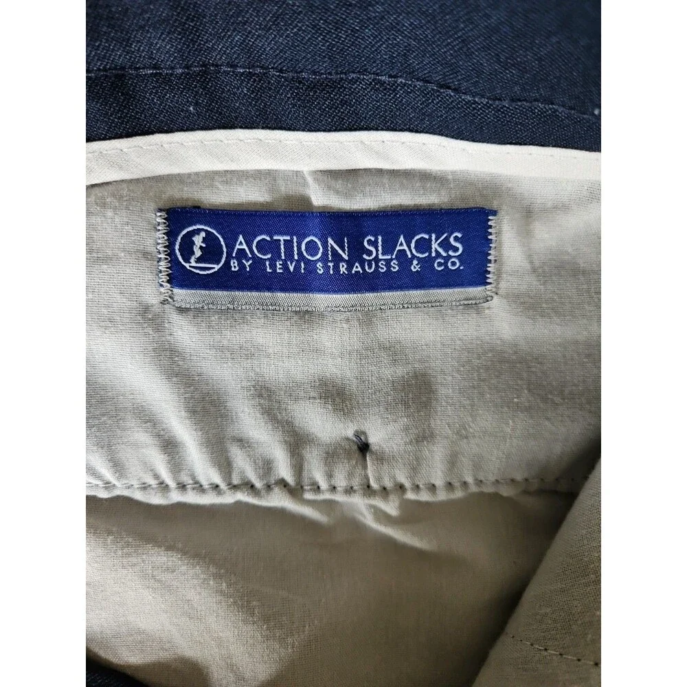 Levi’s Action Slacks 42x30 Navy Blue Pants Trousers Flat Front Straight Leg